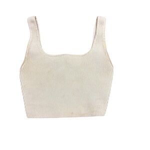 Aritzia Cream Ribbed Crop Top